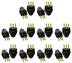 Plugue Macho Preto 20a 2P+T Maciço Radial Kit com 10 peças Plugue Macho Preto 20a 2P+T Maciço Radial Kit com 10 peças