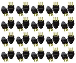 Plugue Macho Preto 20a 2P+T Maciço Radial Kit com 20 peças Plugue Macho Preto 20a 2P+T Maciço Radial Kit com 20 peças