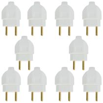 Plugue Pino Macho 2p 10A Maciço Com Inmetro Branco