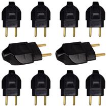 Plugue Pino Macho 2p 10A Maciço Com Inmetro Preto Plugue Pino Macho 2p 10A Maciço Com Inmetro Preto