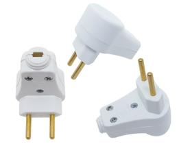 Plugue Pino Macho Prensa Cabo 90º 2p 10A 250v Nbr Branco