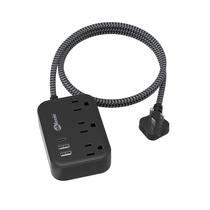 Plugue plano Power Strip okleeic com USB C, 3 tomadas AC, 3 USB, preto