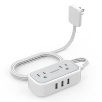 Plugue plano TESSAN Power Strip com 2 tomadas AC e 3 portas USB de 5 pés