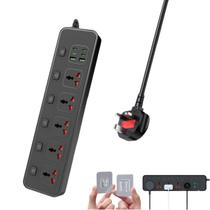 Plugue Power Strip Jumpso UK com 5 tomadas, 2 USB 4 USB C 3000W