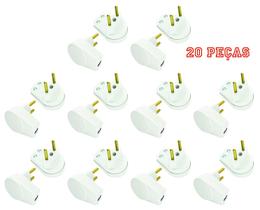 Plugue Prensa Cabo Branco 10a 2 Pinos Maciços Radial c/ 20