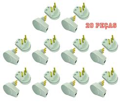 Plugue Prensa Cabo Cinza 20a 3 Pinos Maciços Radial c/ 20 Plugue Prensa Cabo Cinza 20a 3 Pinos Maciços Radial c/ 20
