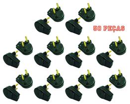 Plugue Prensa Cabo Preto 10a 2 Pinos Maciços Radial c/ 50