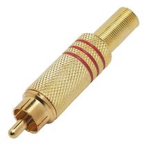 Plugue rca macho csr sk-188 dourado com mola vermelho - pc / 10