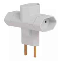 Plugue Tipo T 3 Saidas 2 Polos 10A 250V Branco TRAMONTINA Plugue Tipo T 3 Saidas 2 Polos 10A 250V Branco TRAMONTINA