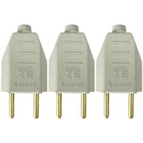 Plugue Tomada 2P 2 Pinos 10A 180º Macho Manutenção Kit Com 3