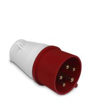 Plugue Tomada Industrial 025 3P+T+N 6H 380VAC 32A Vermelho IP44