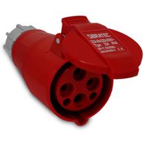 Plugue Tomada Industrial Pendente 224 3P+T 380V 32A Vermelho