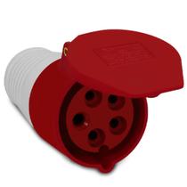 Plugue Tomada Industrial Pendente 225 3P+N+T 380V 32A Vermelho