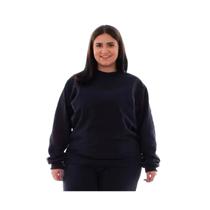 Plus Size - Blusa de Moletom Fechado em Tecido Flanelado Cor:Azul marinhoTamanho:P Plus Size - Blusa de Moletom Fechado em Tecido Flanelado Cor:Azul marinhoTamanho:P