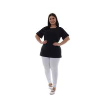 Plus Size - Camiseta Feminina Manga Curta 100% algodão - Branca e Preta