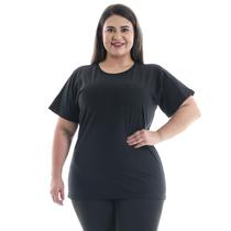 Plus Size - Camiseta Feminina Manga Curta 100% algodão Cor:PretoTamanho:XG