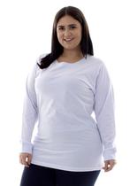 Plus Size - Camiseta Feminina Manga Longa 100% algodão - Branca e Preta - EBT Uniformes