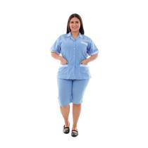 Plus Size - Conjunto de Bermuda e Jaleco em Tecido Algodão para Copeira, Faxineira, Doméstica Plus Size - Conjunto de Bermuda e Jaleco em Tecido Algodão para Copeira, Faxineira, Doméstica