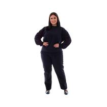 Plus size - Conjunto de Moletom com Blusa Fechada em Tecido Flanelado Cor:Azul marinhoTamanho:XG Plus size - Conjunto de Moletom com Blusa Fechada em Tecido Flanelado Cor:Azul marinhoTamanho:XG