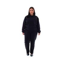 Plus size - Conjunto de Moletom com Blusa Fechada em Tecido Flanelado