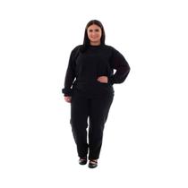 Plus size - Conjunto de Moletom com Blusa Fechada em Tecido Flanelado Plus size - Conjunto de Moletom com Blusa Fechada em Tecido Flanelado