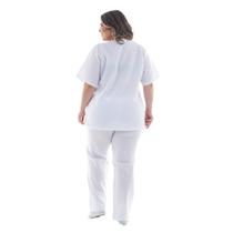 Plus Size Conjunto Feminino em Oxford para Serviços Gerais Cor:BrancoTamanho:M