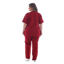 Plus Size Conjunto Feminino em Oxford para Serviços Gerais Cor:Vermelho escuroTamanho:EXG