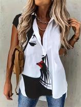 plus Size Elegante Manga Longa Solta Mulher Camisa Casual Moda Blusa Férias Fim De Semana Topo