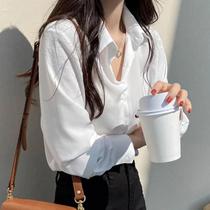 plus Size Feminino Chiffon Blusa Solta Manga Longa Estilo Clássico Simples Topos Roupas Femininas