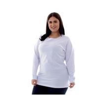 Plus Size - Kit 2x Camiseta Feminina Manga Longa 100% algodão - Branca e Preta Plus Size - Kit 2x Camiseta Feminina Manga Longa 100% algodão - Branca e Preta