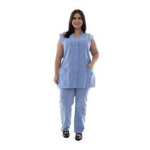 Plus Size - Kit com 2 Conjuntos de Colete com Calça em Tecido Algodão para Copeira, Arrumadeira, Doméstica