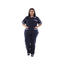 Plus Size - Kit com 2 conjuntos de Jaleco e Calça em Oxford para Copeira, Faxineira Doméstica