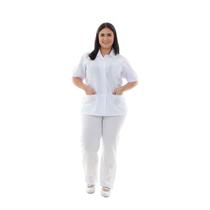 Plus Size - Kit com 2 conjuntos de Jaleco e Calça em Oxford para Copeira, Faxineira Doméstica Plus Size - Kit com 2 conjuntos de Jaleco e Calça em Oxford para Copeira, Faxineira Doméstica