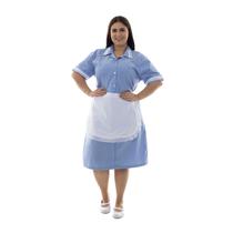Plus Size - Kit com 2 Vestidos em Tecido Algodão Com Avental para Copeira, Arrumadeira, Doméstica Cor:AzulTamanho:M