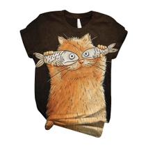 Plus Size Mulheres Manga Curta 3d Animal Impresso O-neck Tops Camiseta Blusa