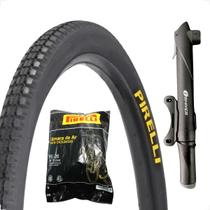 Pneu 26 x 1.1 / 2x2 primor pirelli + camara bicicleta bike + mini bomba de ar manual monark caloi