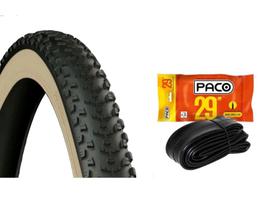 Pneu aro 29 x 2.10 MTB Paco Faixa Bege + Camara de Ar 29 Paco Bico grosso 48mm