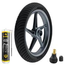 Pneu Cg 160 Fan 80/100-18 47p Sem Camara Hb37 Rinaldi + Bico + Selante