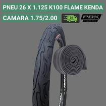 Pneu Kenda Flame Aro 26 Par de Pneu Kenda Flame Aro 26 X 2.125 K1008A 30 TPI 40 65PSI Preto Colorido