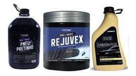 Pneu Pretinho 5l + Rejuvex 400g + Carnauba Plus 3l - Vonixx