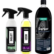 Pneu Pretinho Darker 1,5L Limpador Plasticos Borrachas Delet 500ml Spray Descontaminante Ferroso Izer 500ml Removedor Ferrugem Vonixx Pneu Pretinho Darker 1,5L Limpador Plasticos Borrachas Delet 500ml Spray Descontaminante Ferroso Izer 500ml Removedor Ferrugem Vonixx