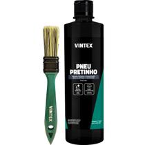 Pneu Pretinho e Pincel Trincha Vintex Brilho Molhado e Proteção Prolongada, Cerdas Macias e Resistentes Pneu Pretinho e Pincel Trincha Vintex Brilho Molhado e Proteção Prolongada, Cerdas Macias e Resistentes