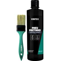 Pneu Pretinho e Pincel Trincha Vintex Brilho Molhado e Proteção Prolongada, Cerdas Macias e Resistentes