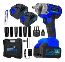 Pneumática Chave De Impacto 48v Furadeira Parafusadeira 2 Bateria 20000 mAh Motor s Escova Bivolt