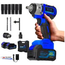 Pneumática Chave De Impacto 48v Furadeira Parafusadeira 2 Bateria 20000 mAh Motor sem Escova Bivolt