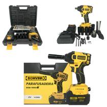 Pneumática Chave de Impacto Furadeira Parafusadeira de Impacto 21V 40000mAh 2 Baterias de Lítio Recarregável