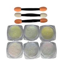 Pó Asa De Borboleta Brancos C/6 E Pincel Para Nail Art