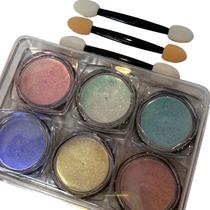 Pó Asa De Borboleta Colorido C/6 E Pincel Nail Art - Dafu