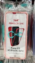 PO CO X3 / X3 PRO / X3 NFC Capinha Case 360 Graus Frente TRANSPARENTE Verso CORES