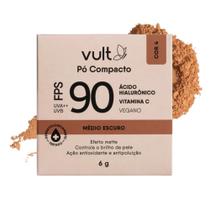 Pó Compacto Facial Médio Escuro Cor 4 Matte FPS 90 Ácido Hialurônico Vitamina C 6g Vult